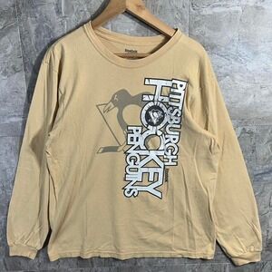 Reebok Pittsburgh Penguins puff print  Y2K long sleeve shirt Men's Large  #NHL